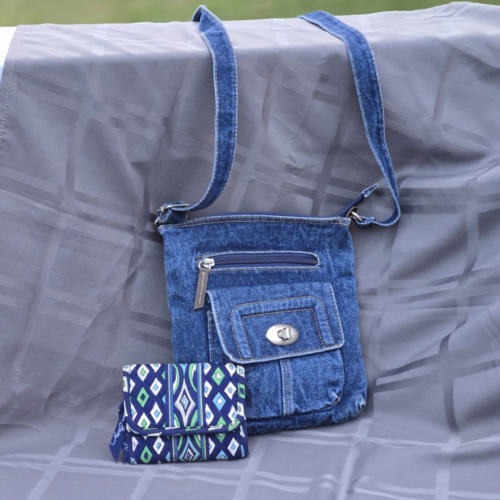 Vera Bradley Mosaic Wallet and An Unbranded Denim Crossbody